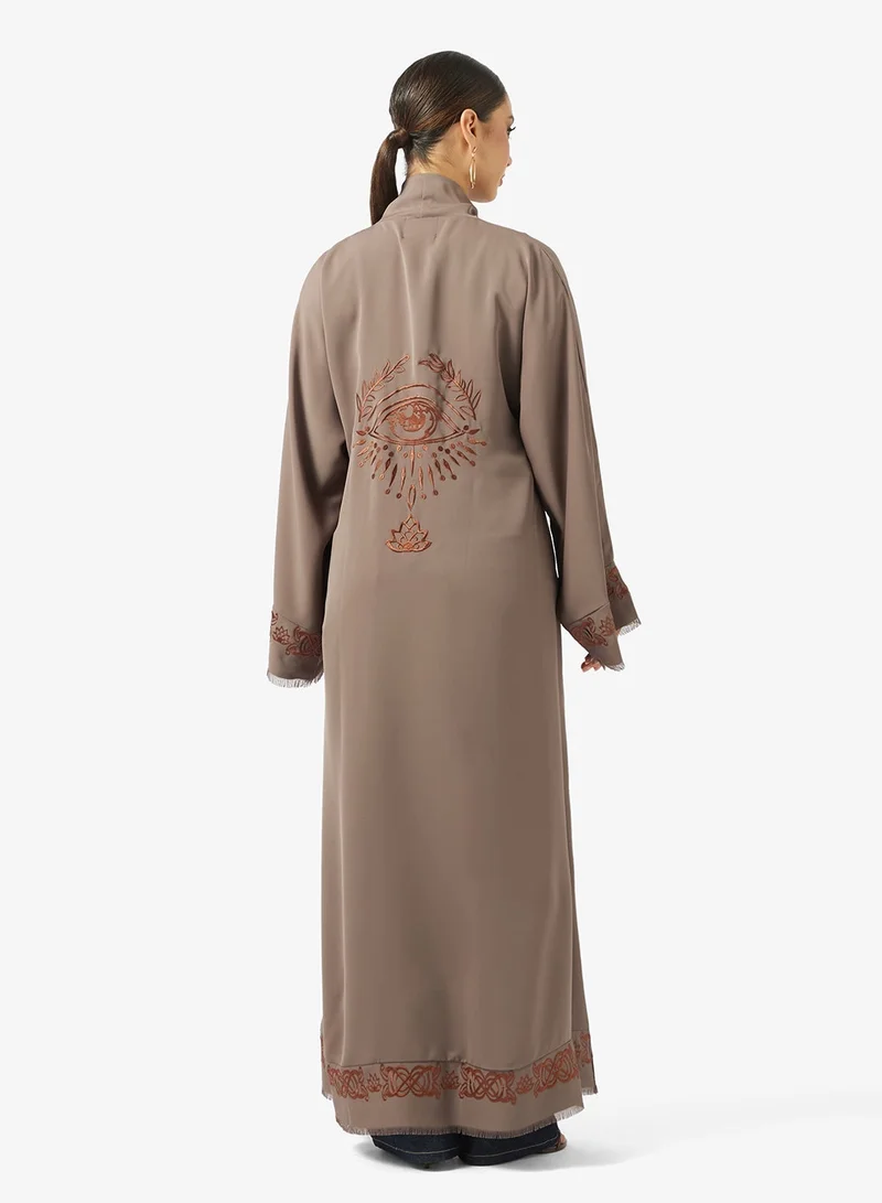 hayas closet  Embroidered Abaya With Sheila for Women | Best Price UAE